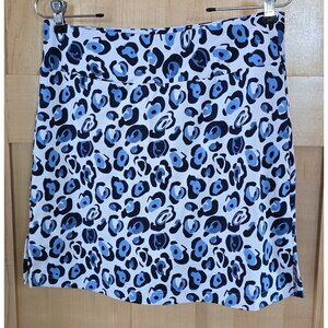 Golf Skort Animal Print S Blue White Polyester Spandex